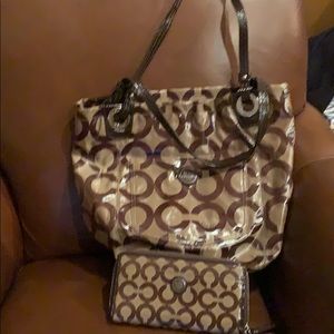 Authentic Coach tote and wallet